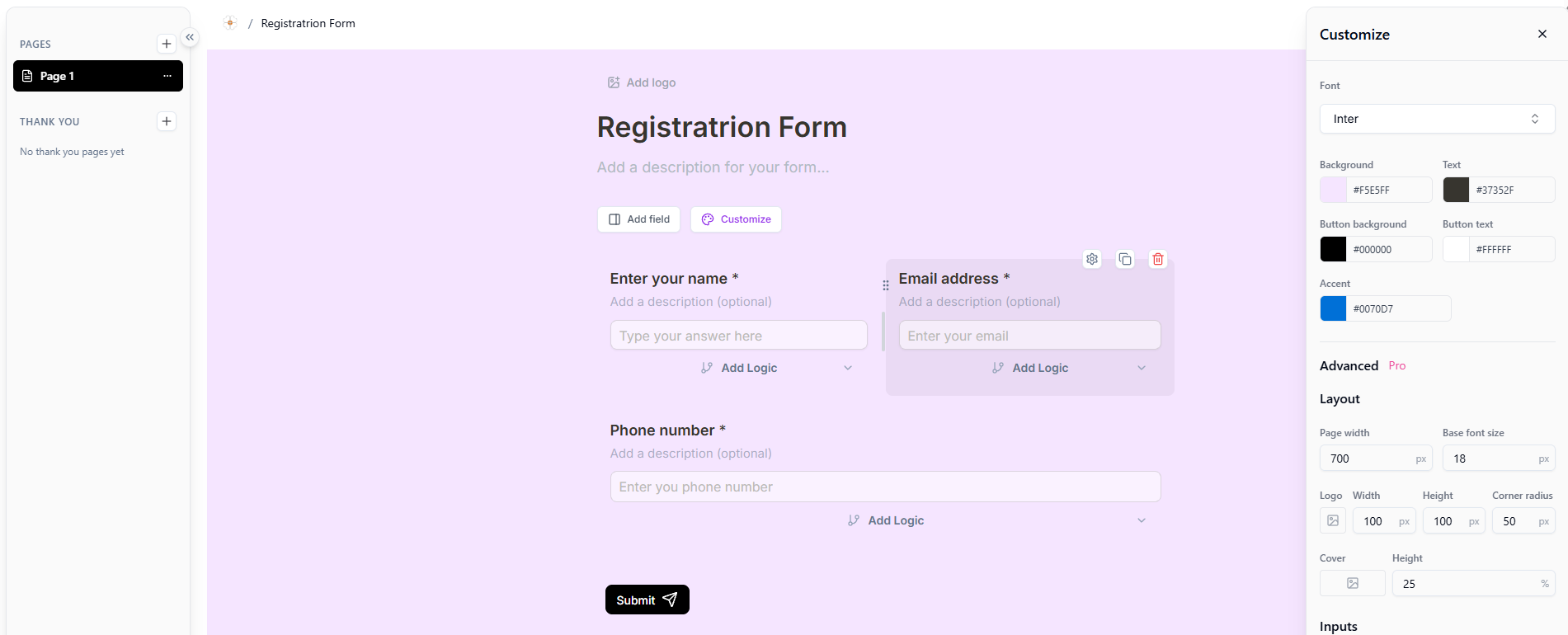 Xewali Form Builder Canvas